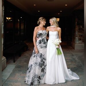 Rene Ruiz Strapless Floral A-Line Gown